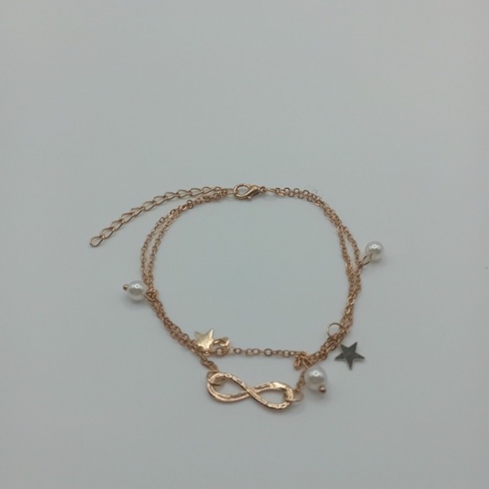 Womens Jewelry Charm Bracelet Infinity Sign Star Pearl Dangle Chain Dainty Girly